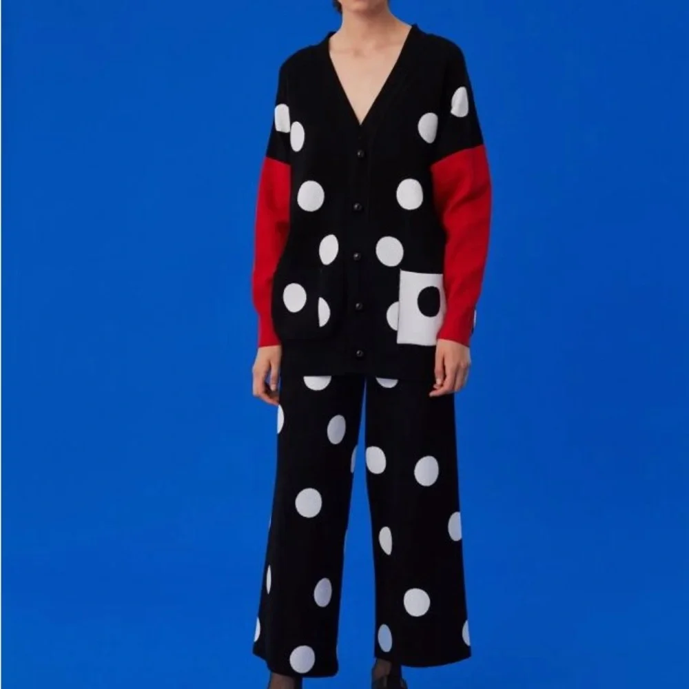 Exquise Polka Dot Patterned Knitwear Cardigan